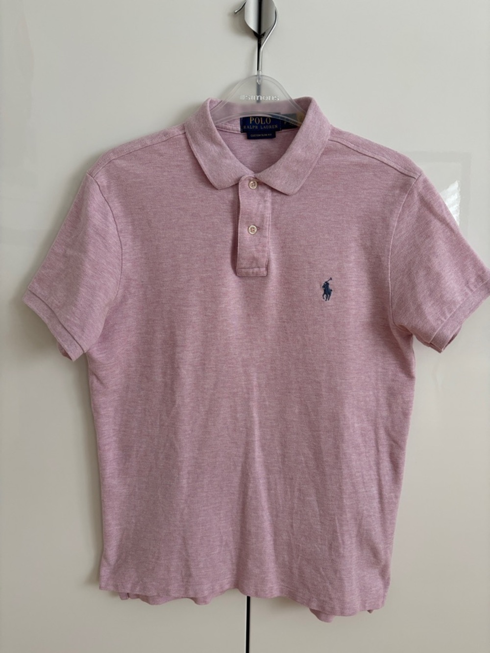 Polo by Ralph Lauren Pink Polo Shirt with Navy Logo Small